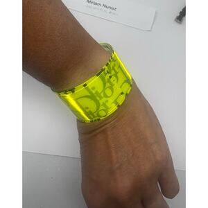 Dior Style Oblique Slap Bracelet – Beige Monogram Vintage Look